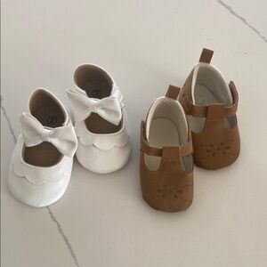 White and Brown Crib Shoes